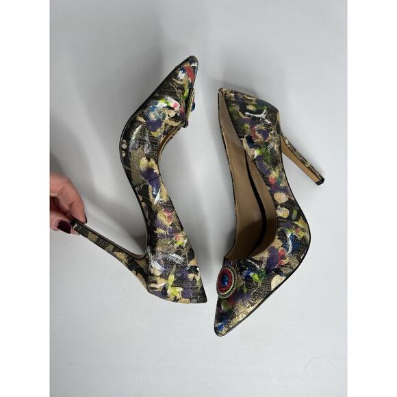 Vince Camuto Abstract Multicolor Embellished Pointed Toe Heels Women’s Size 7.5 - Picture 5 of 8